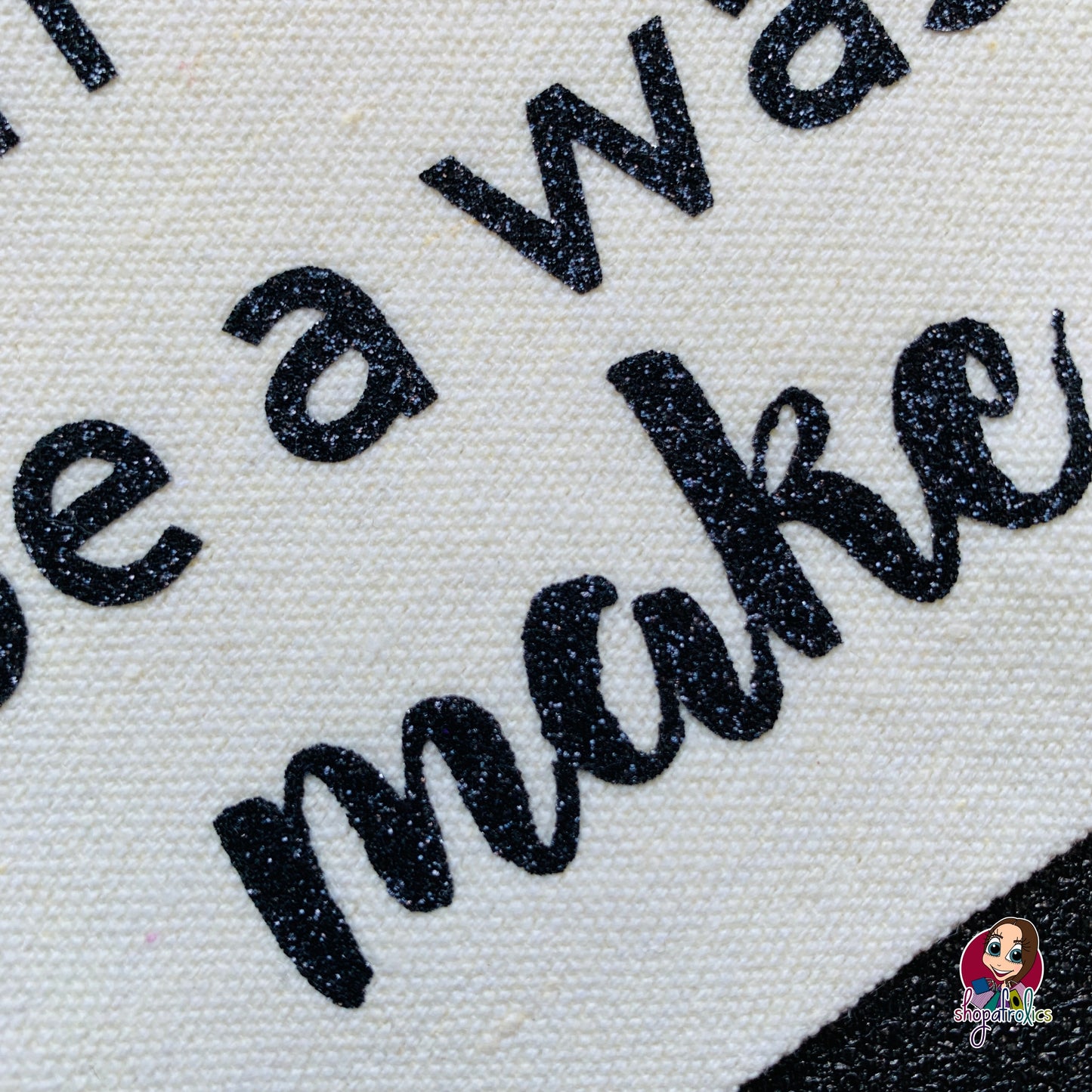 Close up of waste of make up bag