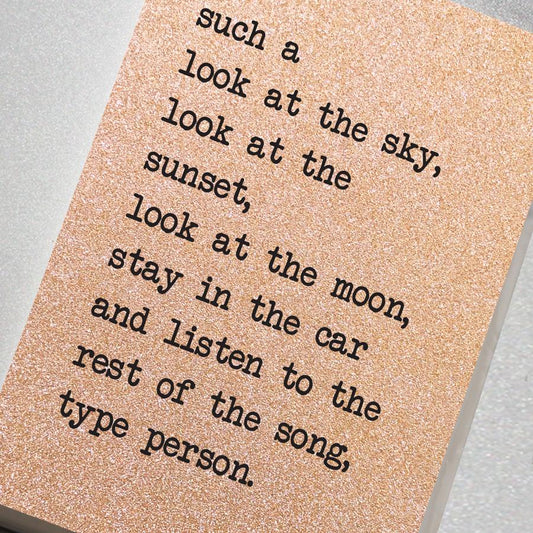 such look at the sky type person A5 rose gold glitter notebook