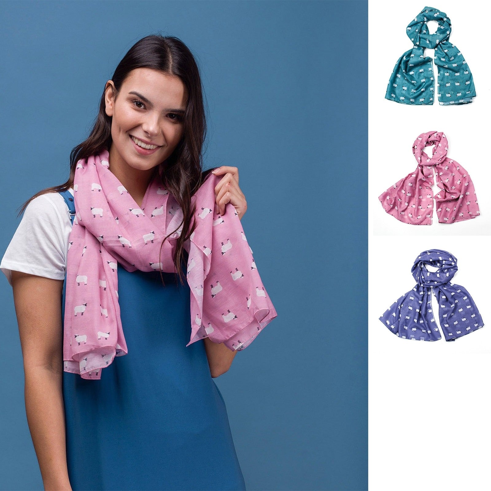 Sheep print, finished with a rolled edge.