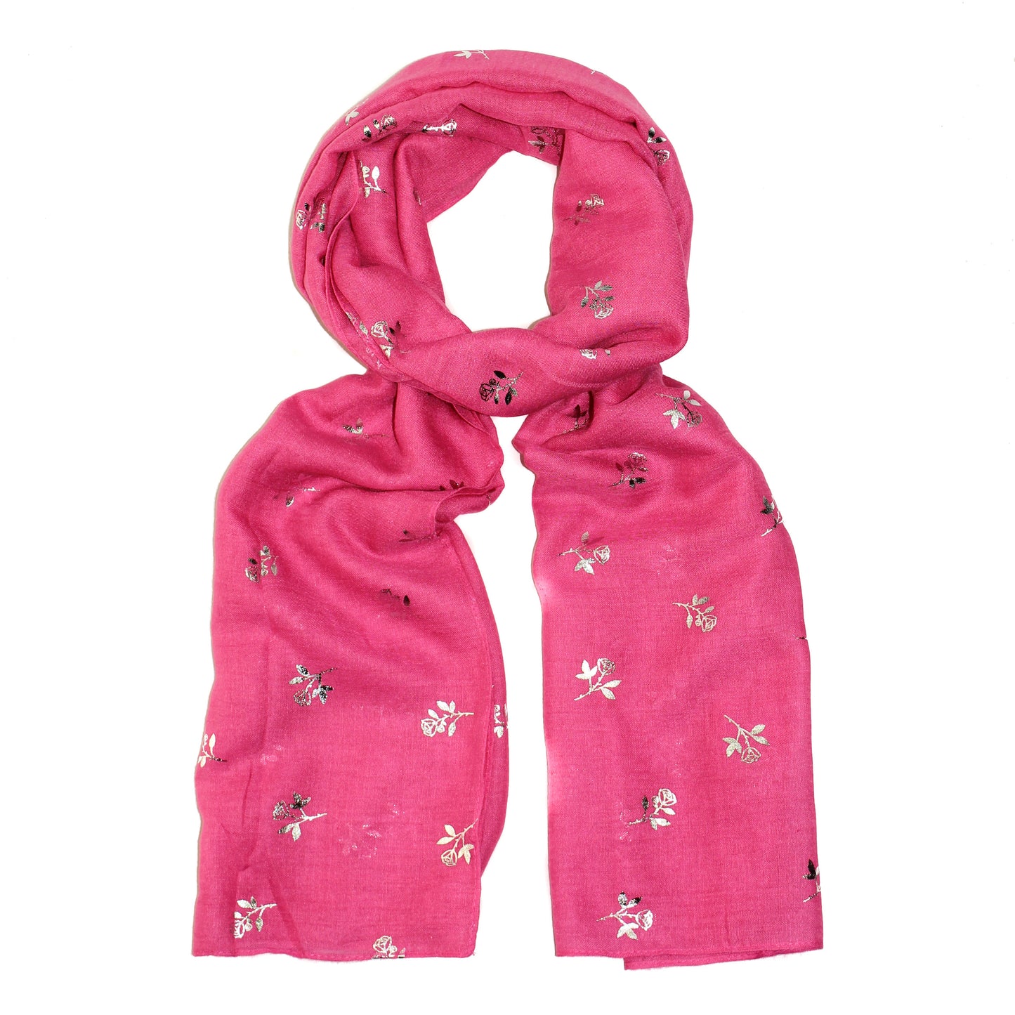 Pink Rose Foiled Printed Scarf