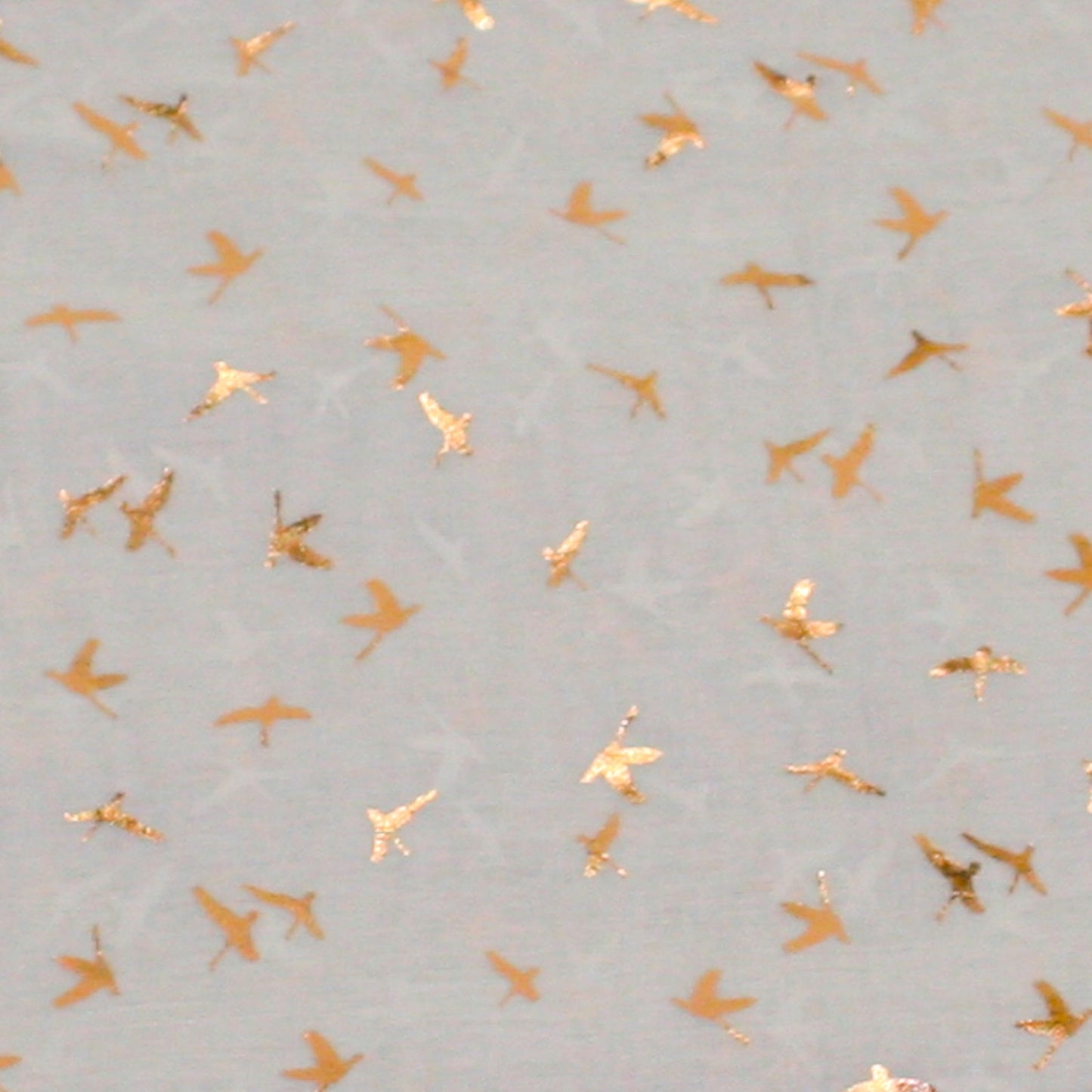 grey scarf finely detailed rose gold flying swan design close up